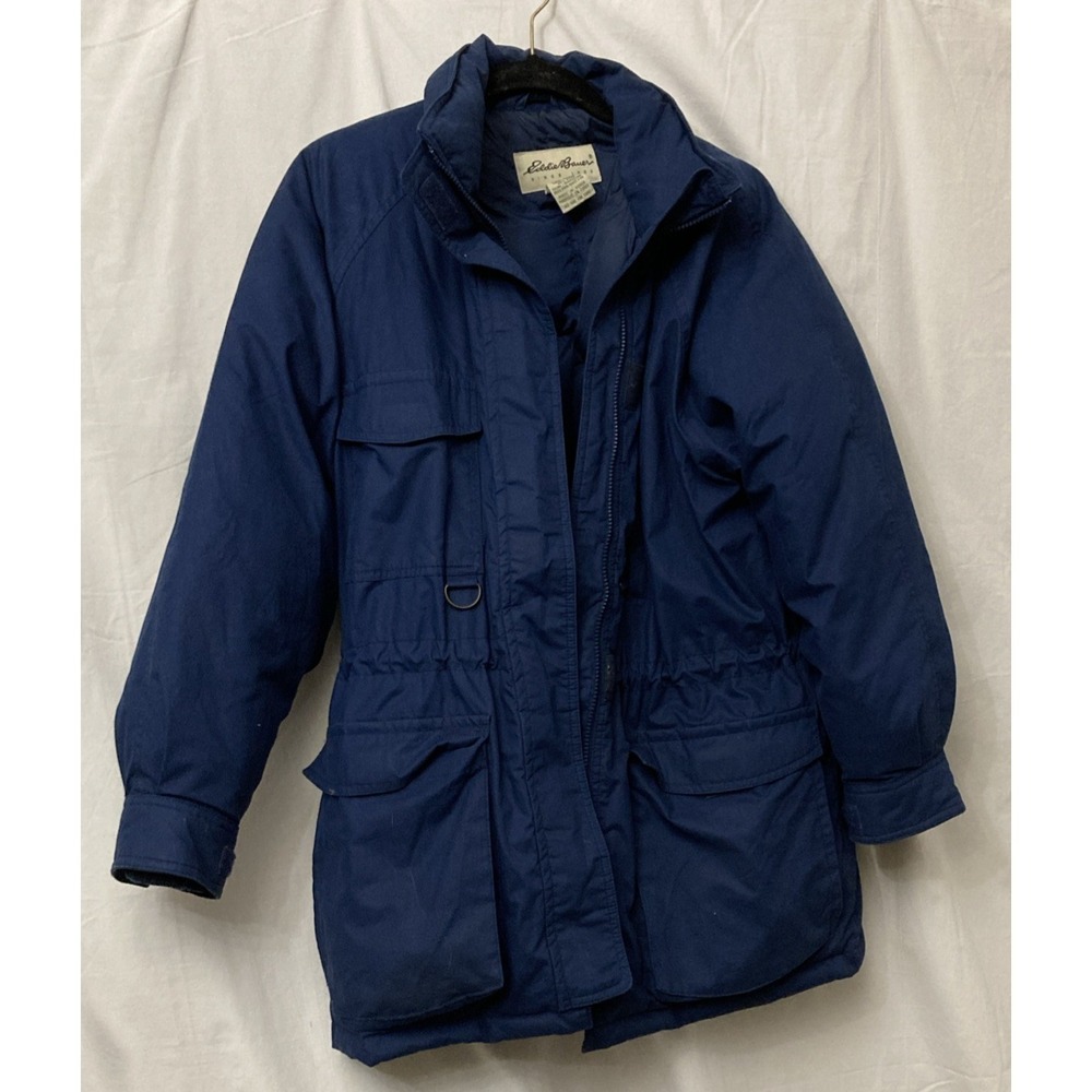 VTG Eddie Bauer Women's Blue SNOWLINE Goose Down Parka Winter Jacket -‎ SZ S